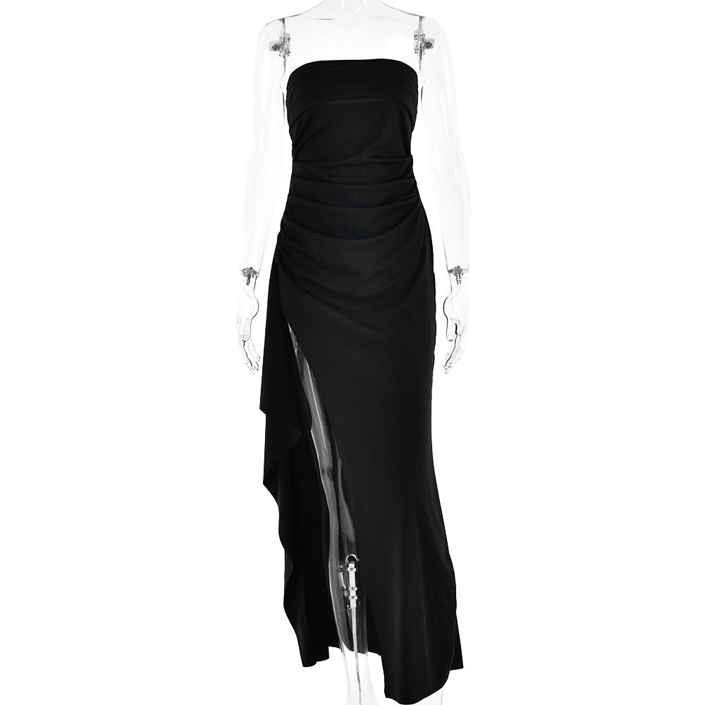 Élivor Elegant Strapless Split Dress