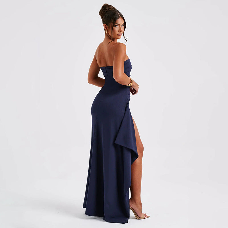 Élivor Elegant Strapless Split Dress
