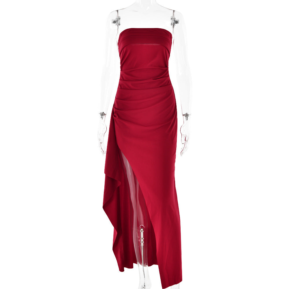 Élivor Elegant Strapless Split Dress